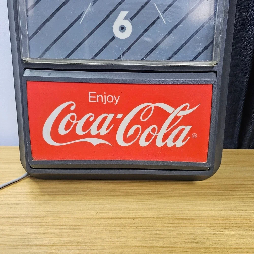 Vintage Enjoy Coca Cola Hanging Wall Clock Sign Advertisement 1987 Needs Bulb